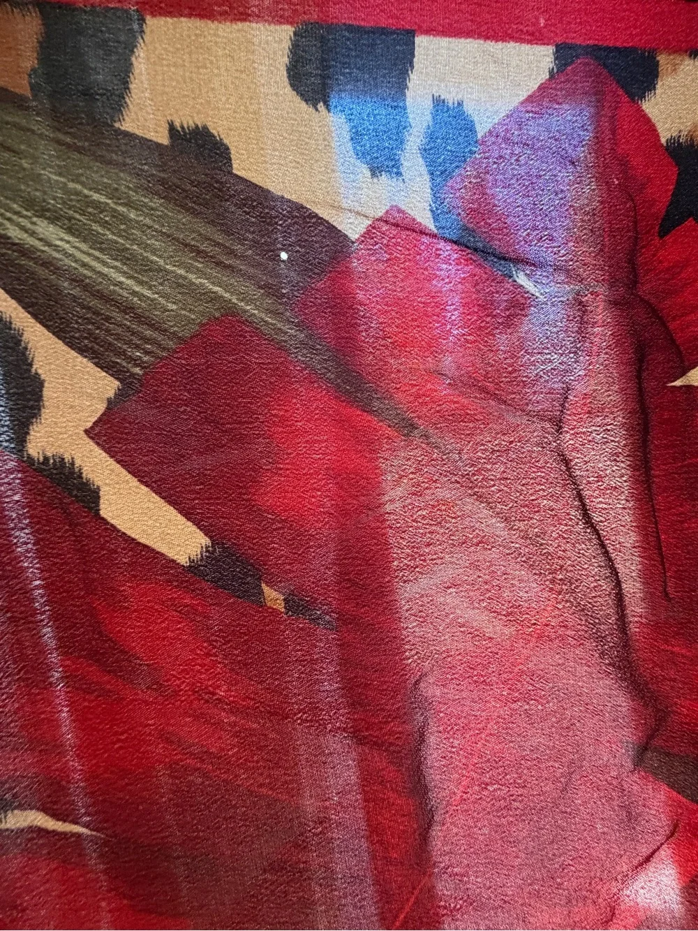 Vintage Liz Claiborne Silk Scarf Mens Ascot Leopard Tropical 30x30 Floral Japan